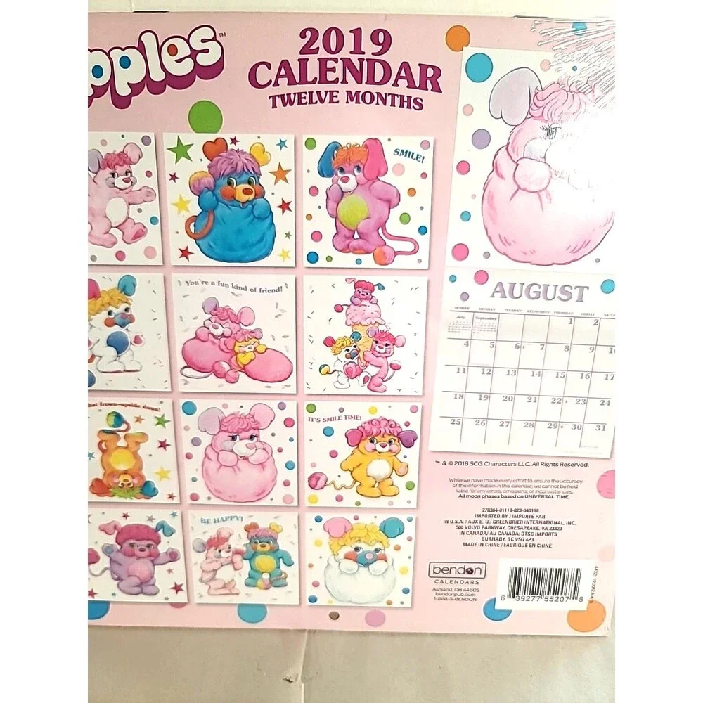 New Sealed 2019 Popples Wall Calendar
